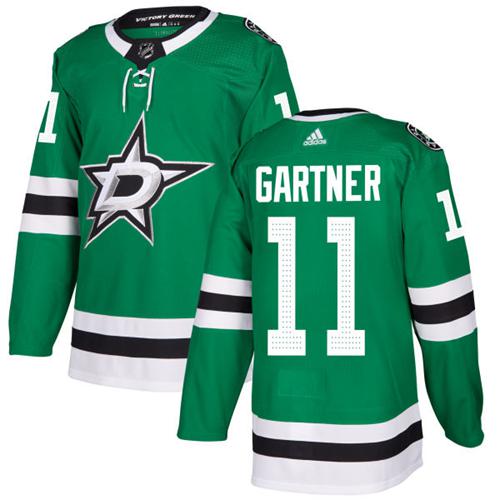 Adidas Stars #11 Mike Gartner Green Home Authentic Stitched NHL Jersey